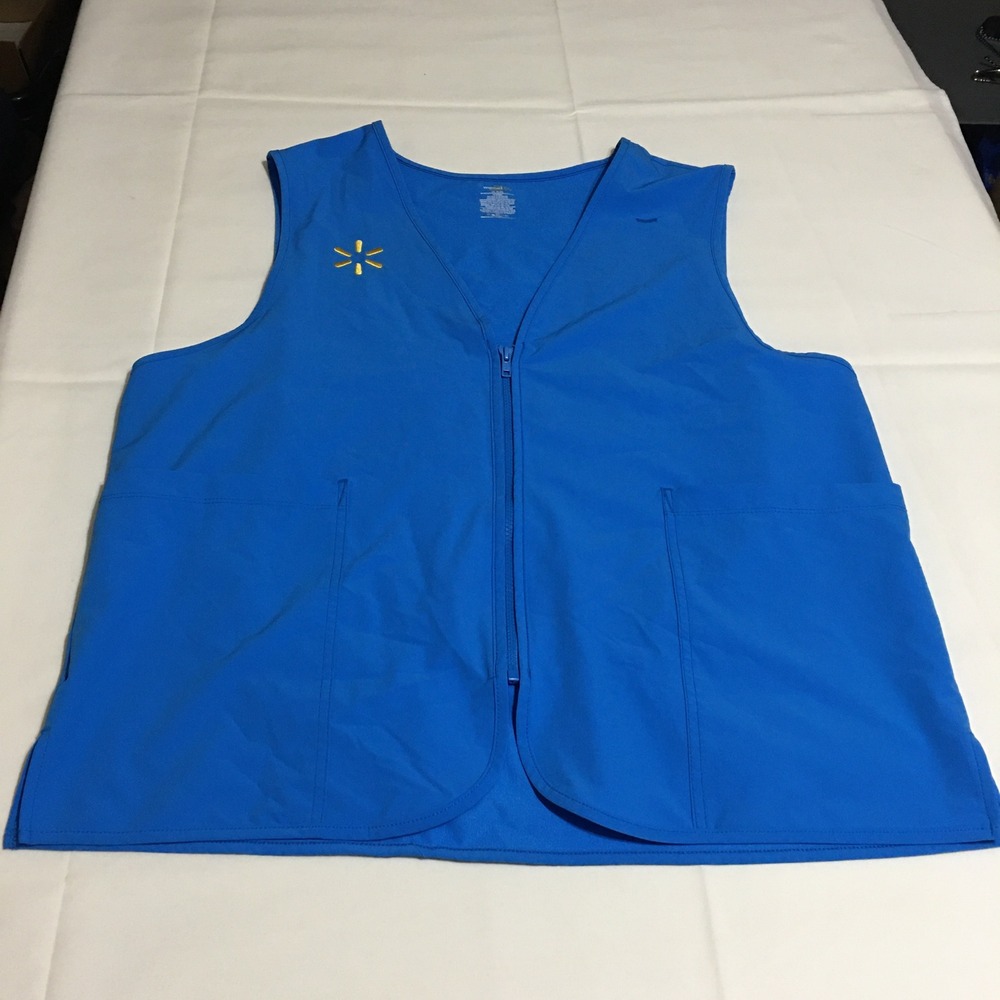 Walmart Associate Vest Unisex XL Turquoise Blue Full Zip Pocketed